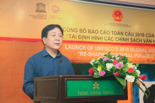 Thứ trưởng Bộ Văn hóa, Thể thao và Du lịch Vương Duy Biên phát biểu tại buổi lễ